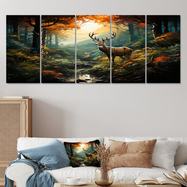 Ophelia & Co. Green And Brown Deer In Forest Wilderness Deer